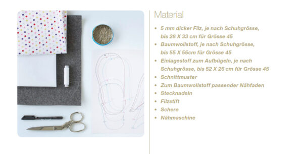 material fuer pantoffeln